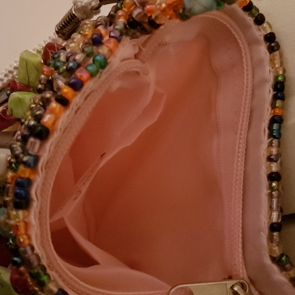 La Viola pink satin candy beaded clutch bag - Picture 9 of 14